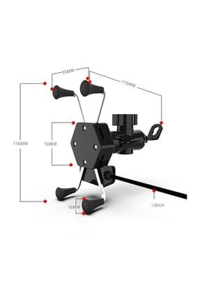 Usb Şarjlı Ayna Bağlantılı Motosiklet Telefon Tutucu Motor Tutacağı Image 3