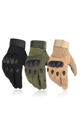 Askeri Tactical Uzun Destekli Kemikli Pilot Eldiven Outdoor Siyah Image 0