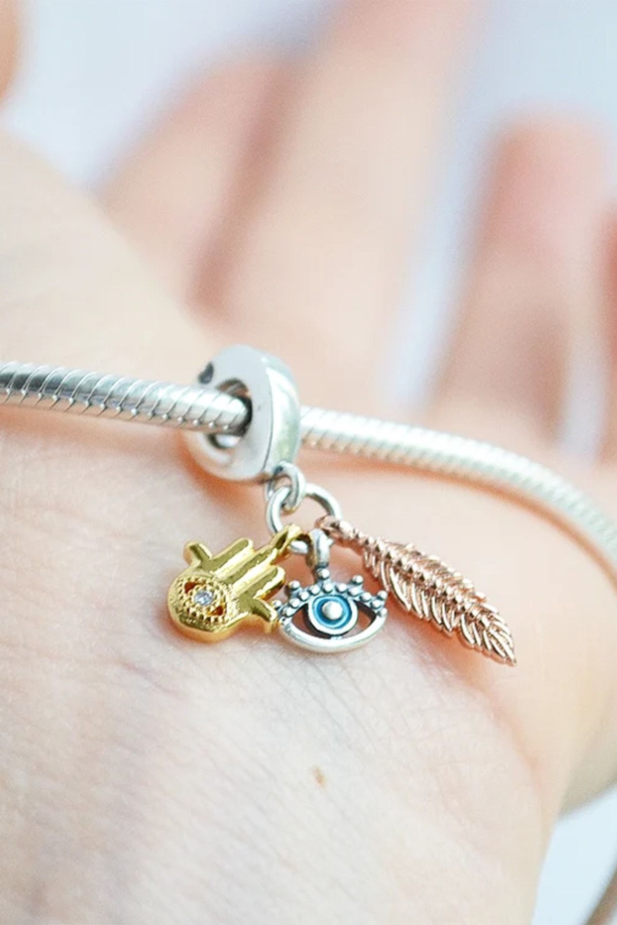 kalipso Fatma s Hand All Seeing Eye and Spiritual Feather Pendant