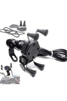Usb Şarjlı Ayna Bağlantılı Motosiklet Telefon Tutucu Motor Tutacağı Image 0