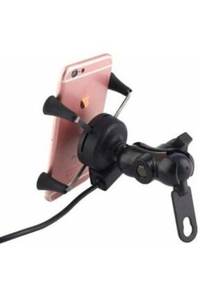 Usb Şarjlı Ayna Bağlantılı Motosiklet Telefon Tutucu Motor Tutacağı Image 4