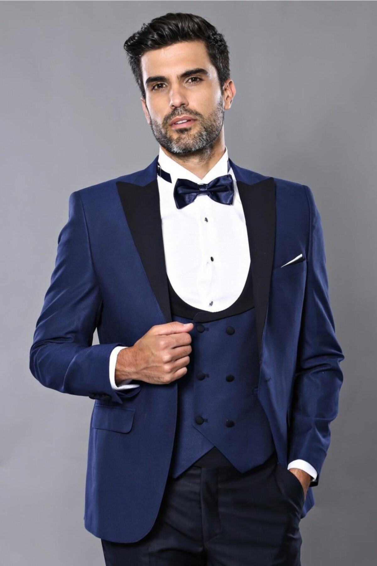 Wessi Erkek Lacivert Slim Fit Takım Elbise