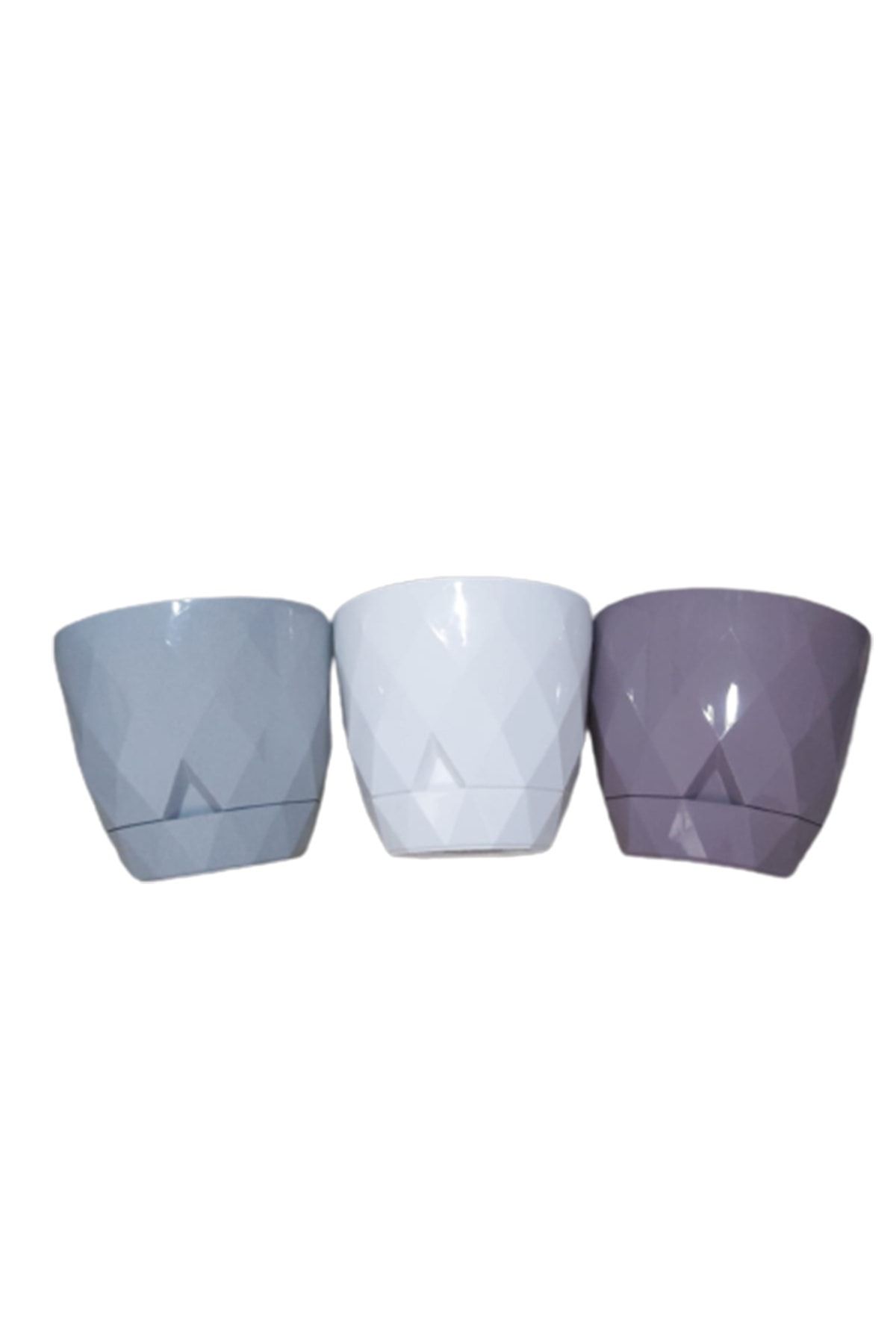 Karasu plastık Tahtakale Avm 5 No 9.2 L Yakamoz Saksı 3 Adet (beyaz,gri,mor)