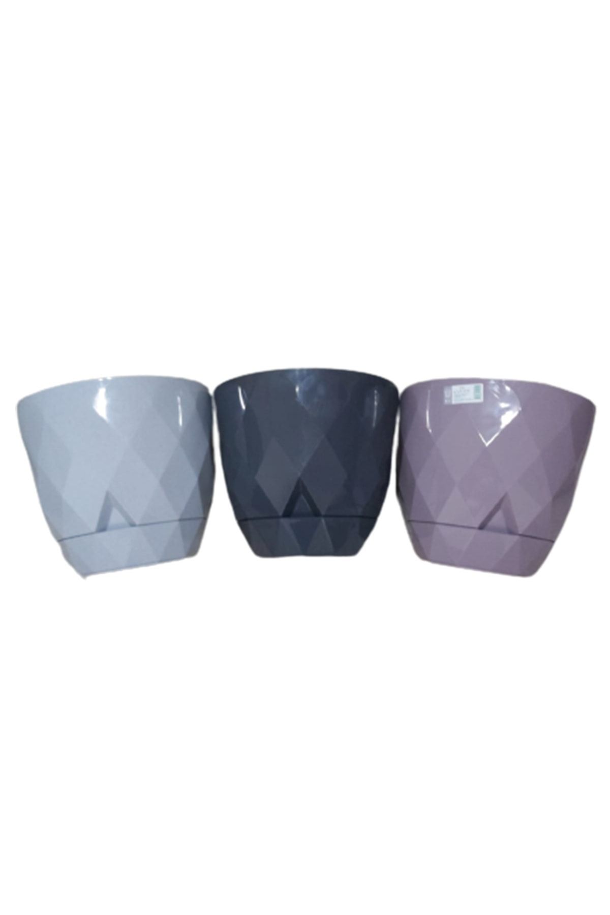 Karasu plastık Tahtakale Avm 5 No 9.2 L Yakamoz Saksı 3 Adet (gri,antrasit,mor)