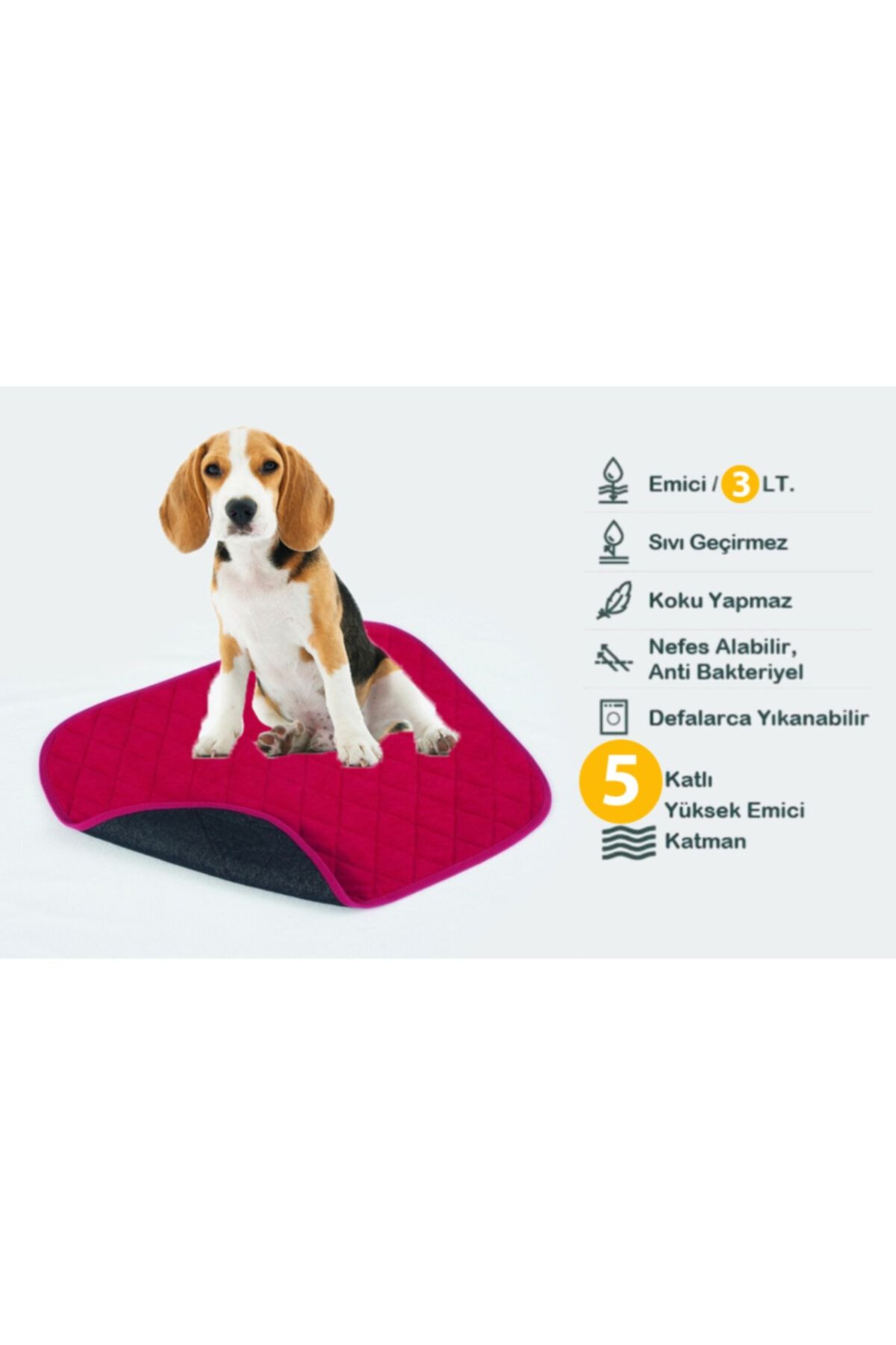 ATA EXCLUSIVE FABRICS (2 Lİ PAKET) 5 Katlı Kapitoneli, Yıkanabilir, Sıvı Geçirmez Köpek Çiş Pedi (40X50 CM)