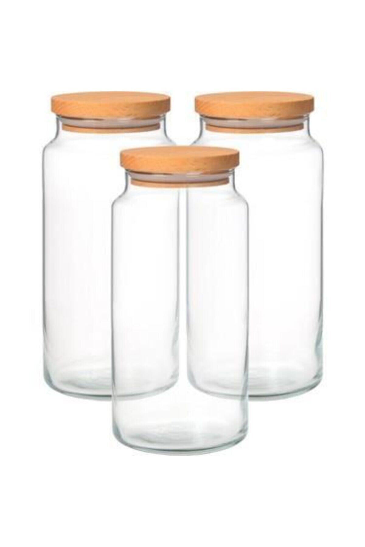 JOY KİTCHEN 3'lü Ahşap Kapaklı Kavanoz - Jumbo Boy