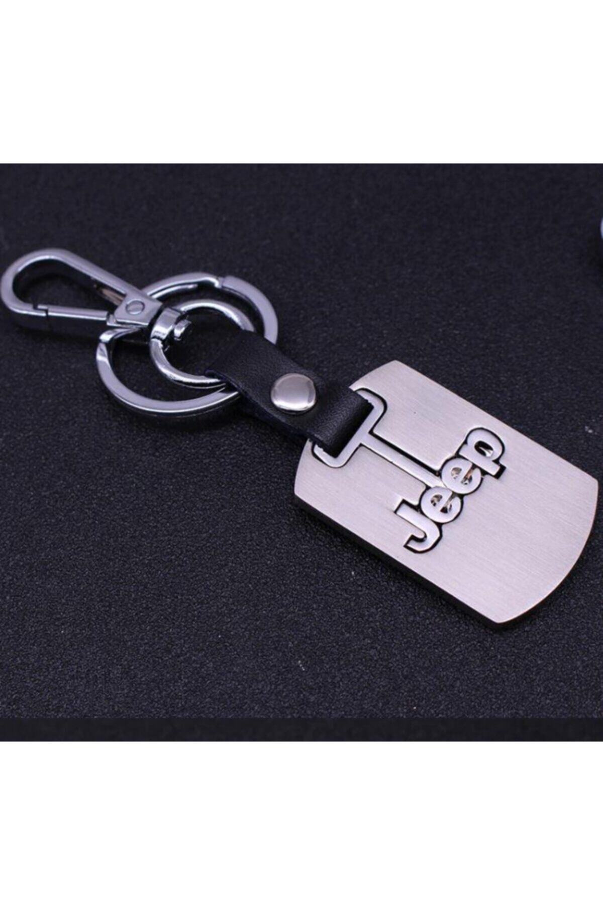 PERLOTUS Jeep Logolu Krom Deri Oto Araba Anahtarlık