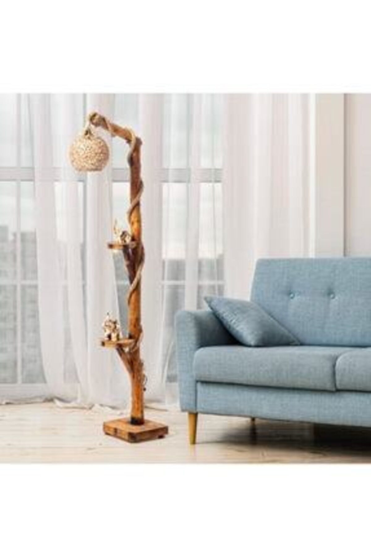OzdenWoodHome Doğal Ahşap Ağaç Lambader Aydınlatma min 170 cm