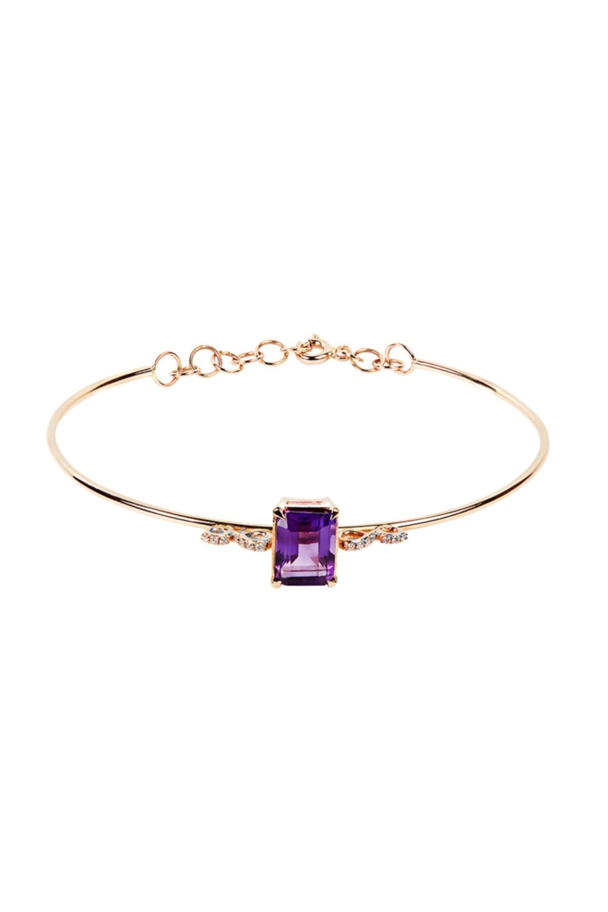 Clavis Jewelry Ametist ve Pırlanta Taşlı Bilezik (blz0959)
