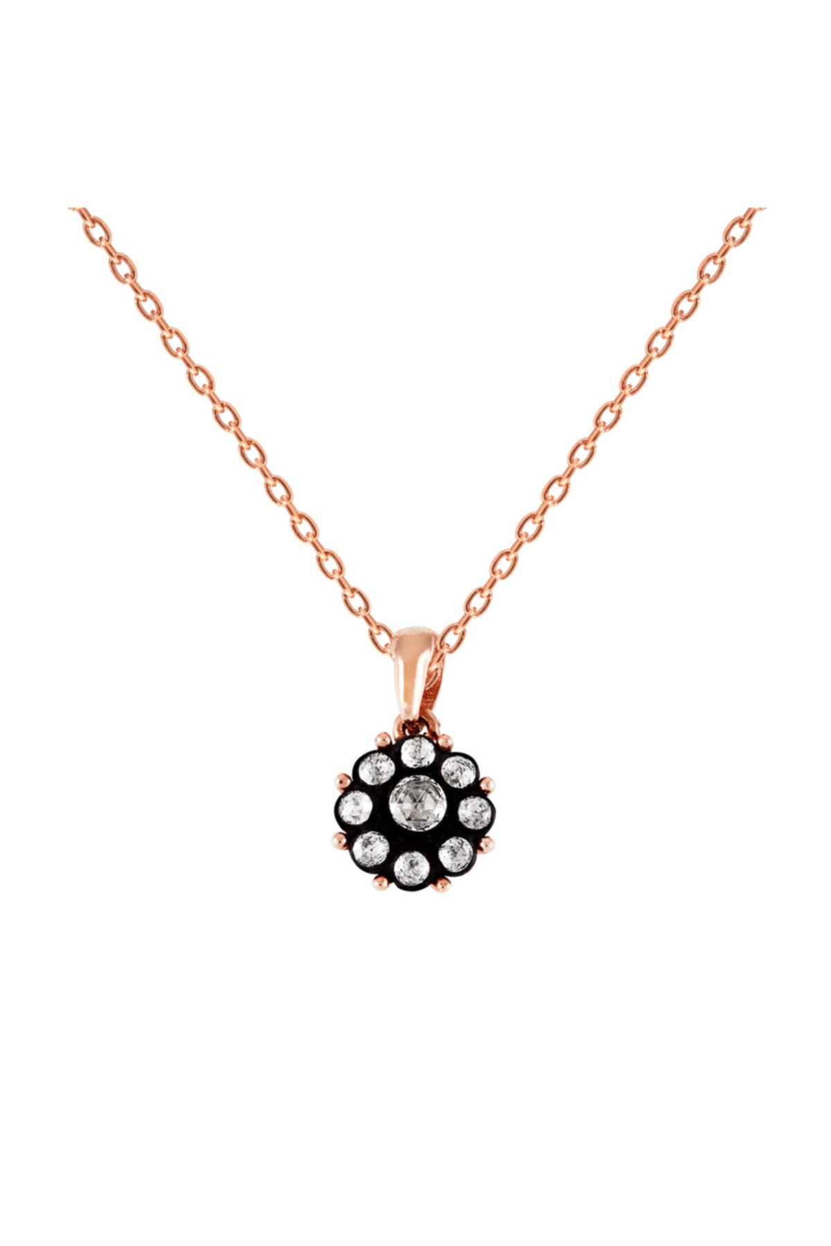 Clavis Jewelry Kadın Elmas Taşlı Gül Kolye
