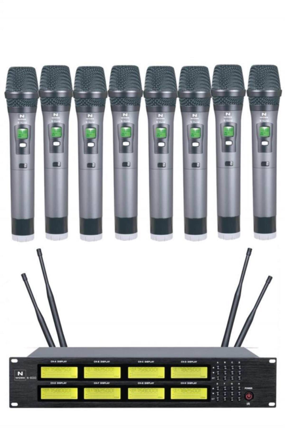 HepaMerz Work N-8000e Uhf 8'li Telsiz Kablosuz El Mikrofonu Seti