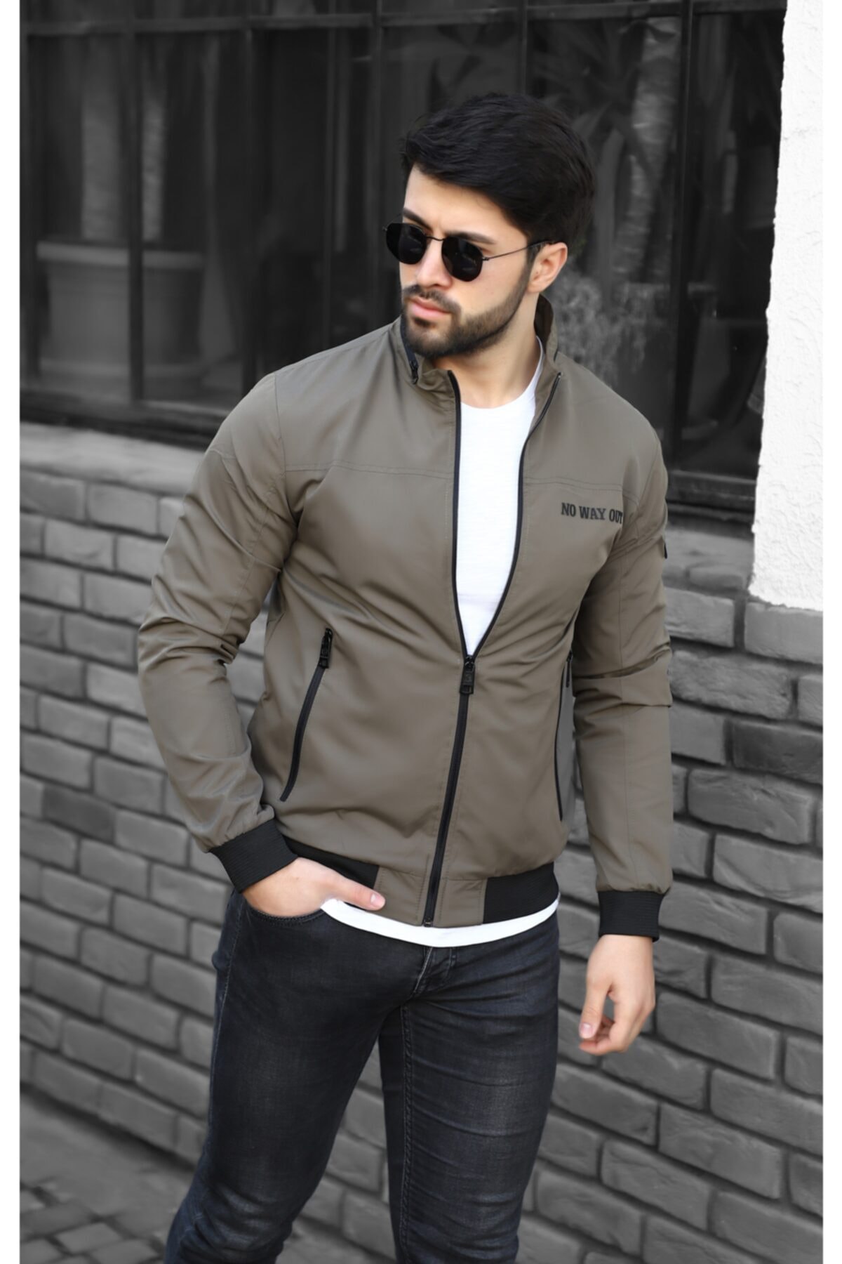 Lenasso Erkek Haki İnce Yağmurluk Mont