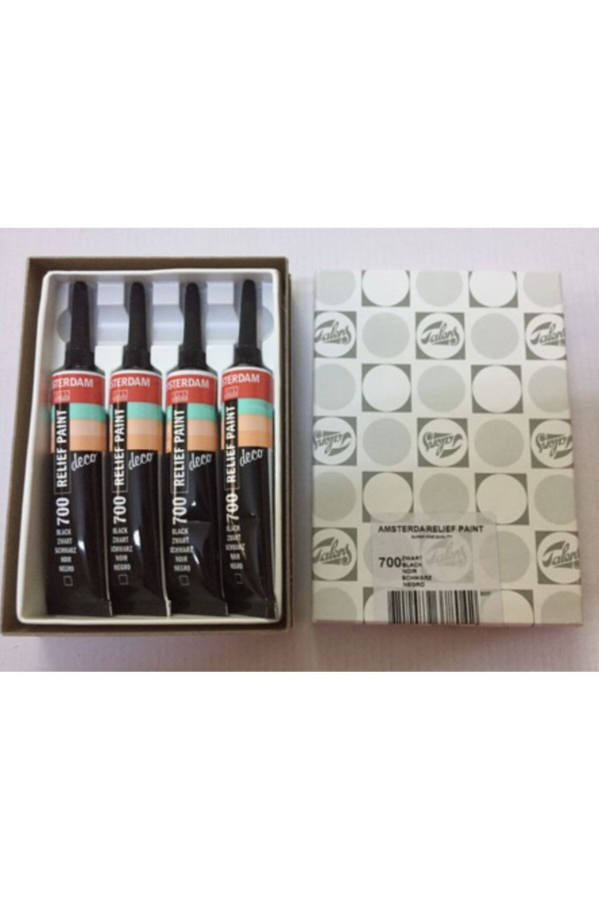 Talens Amsterdam Relıef Paint Siyah Cam Boyası Tüp 20 ml 4 Adet