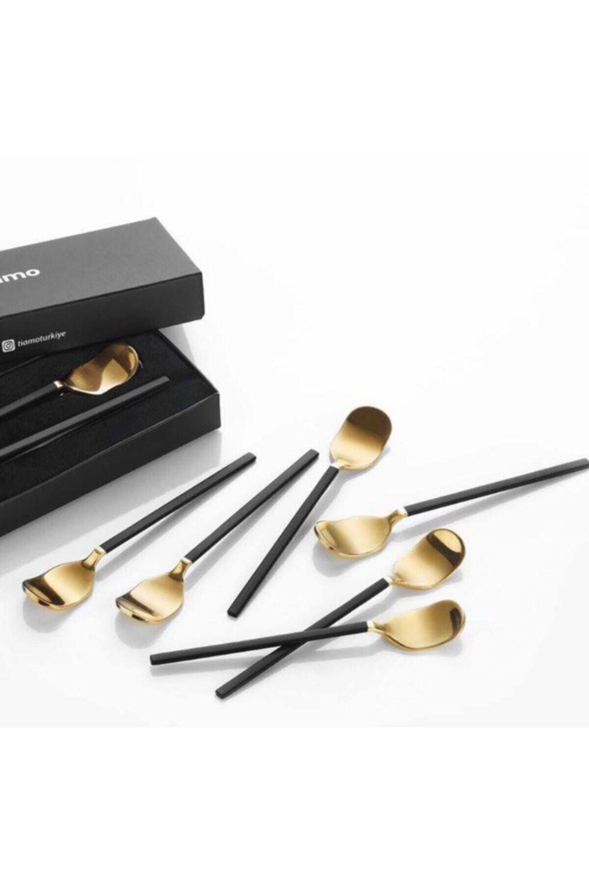 CNS HOME Tiamo Amor Gold&black 6'lı Çay Kaşık