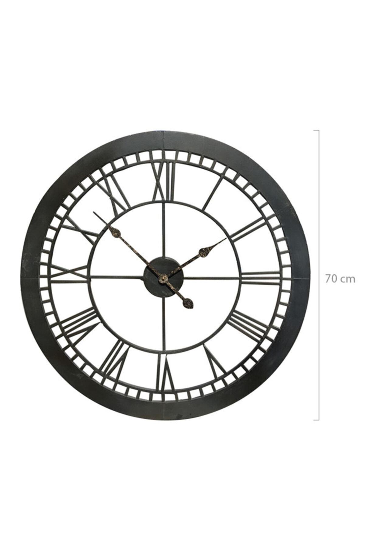 Platin Saat 71 Cm Denizci Büyük Metal Duvar Saati