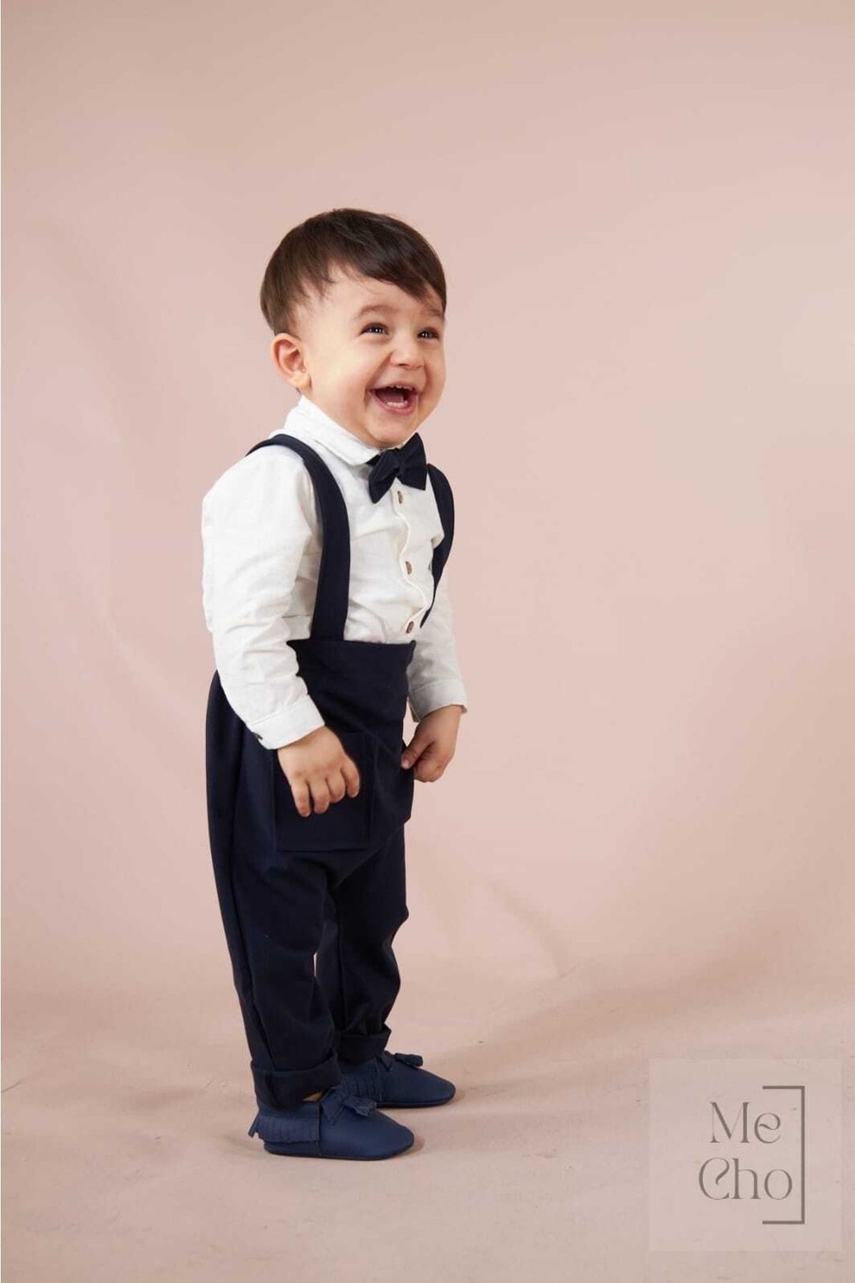 Me Cho Boy Child Baby Infant Navy Blue Classic Long Sleeve Shirt