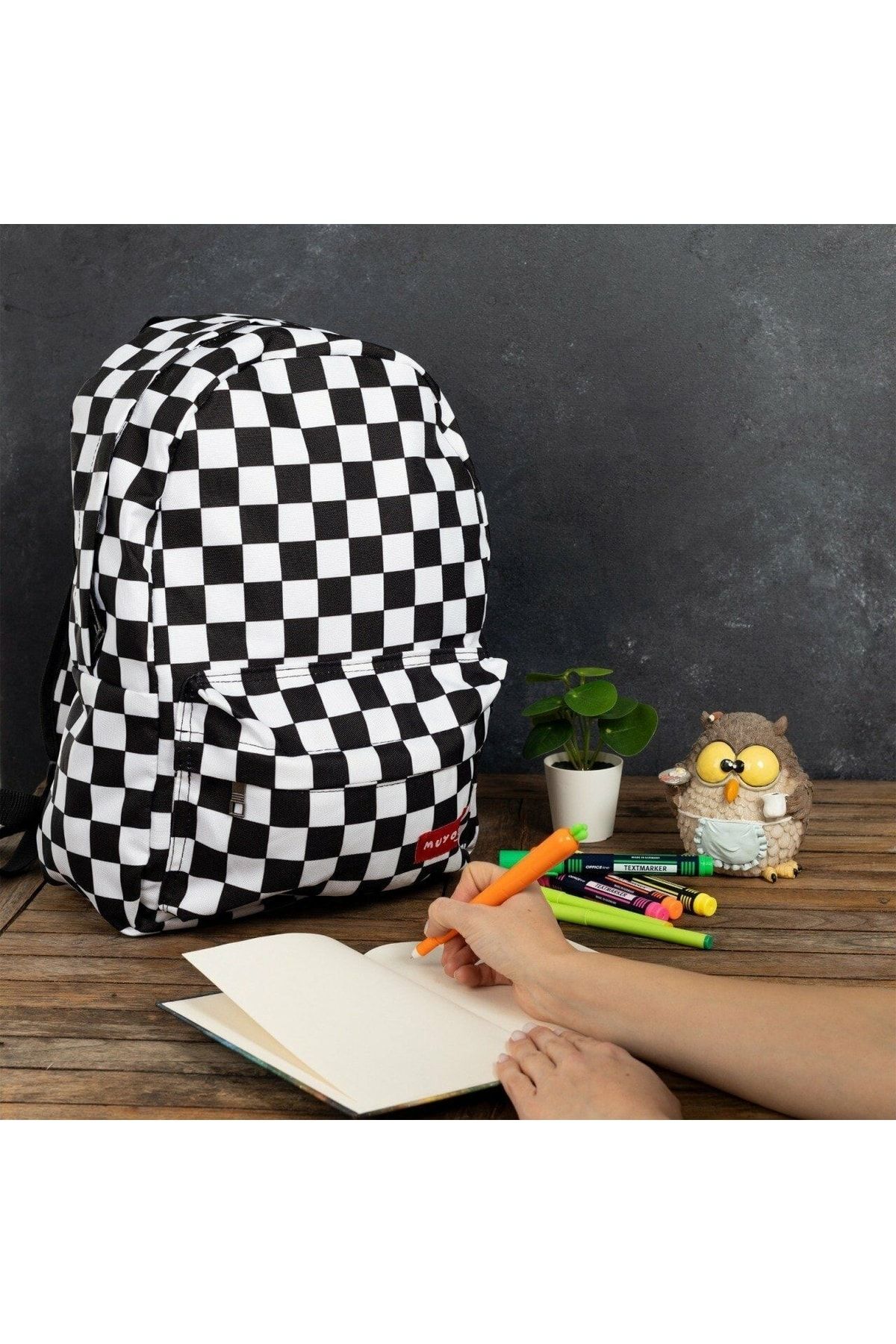 Checkered school bag sales