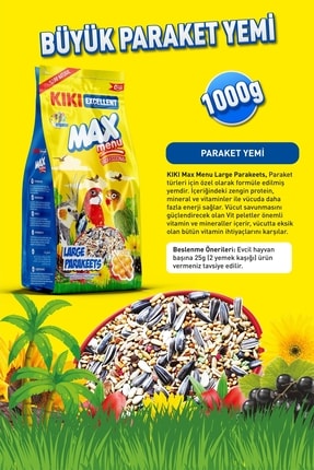 Kuş Max Menu Large Parakeets Büyük Pareket Yemi 1000 Gr. Kb307 Image 1
