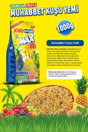 Kuş Max Menu Budgies Tropical Fruity Tropikal Meyveli Muhabbet Kuşu Yemi 1000 Gr. Kb3 Image 1