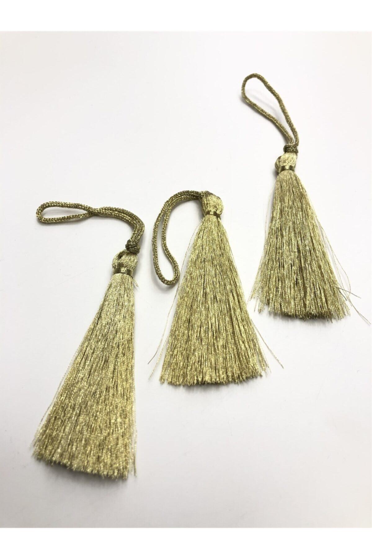 Hobigram Açık Gold Simli Tekli Püskül 10 Adet 7 cm -tps-1033