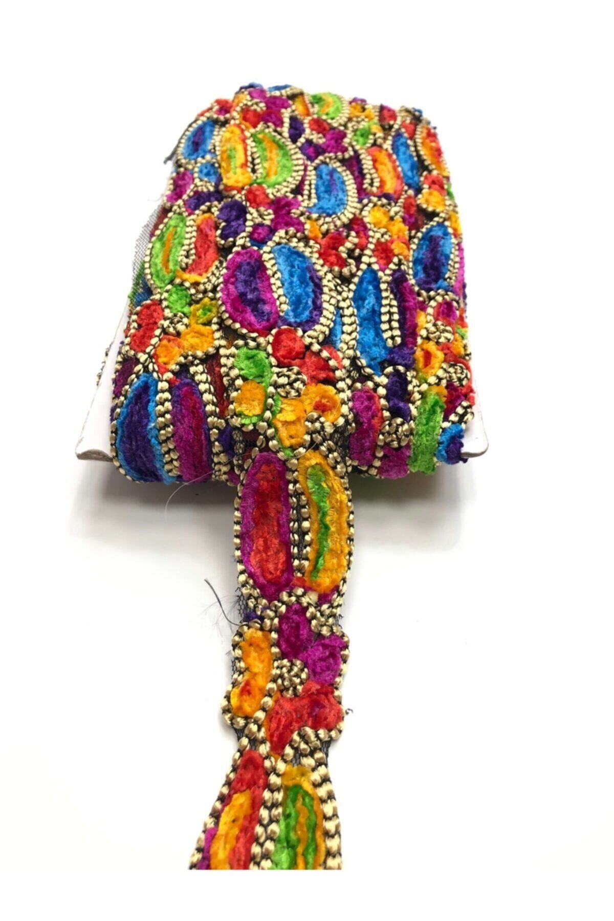 Hobigram Renkli Antik Desenli Şerit 3-4 Cm