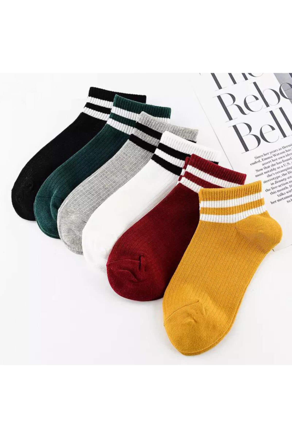 BGK Unisex 6 Çift Koton Çizgili Patik Çorap Extra Soft