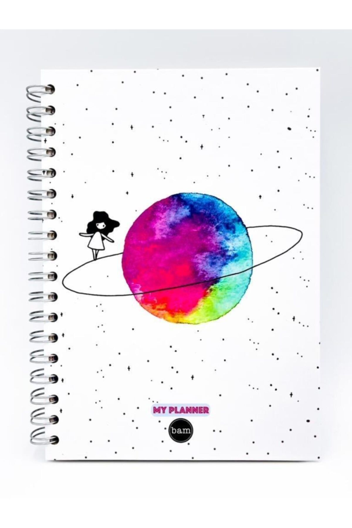 EFBUTİK Telli Planlayıcı Defter Ajanda - Beyaz Satürn