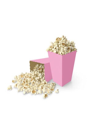 Makaron Renk Pembe Mısır Kutusu Popcorn Cup Parti 8 adet Image 0