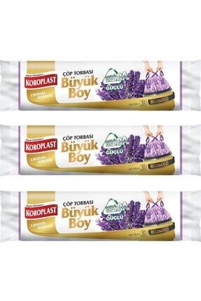 Ekstra Güçlü Lavanta Büzgülü Büyük Boy 10lu Çöp Torbası X 3 Paket (65x70 Cm) Image 0