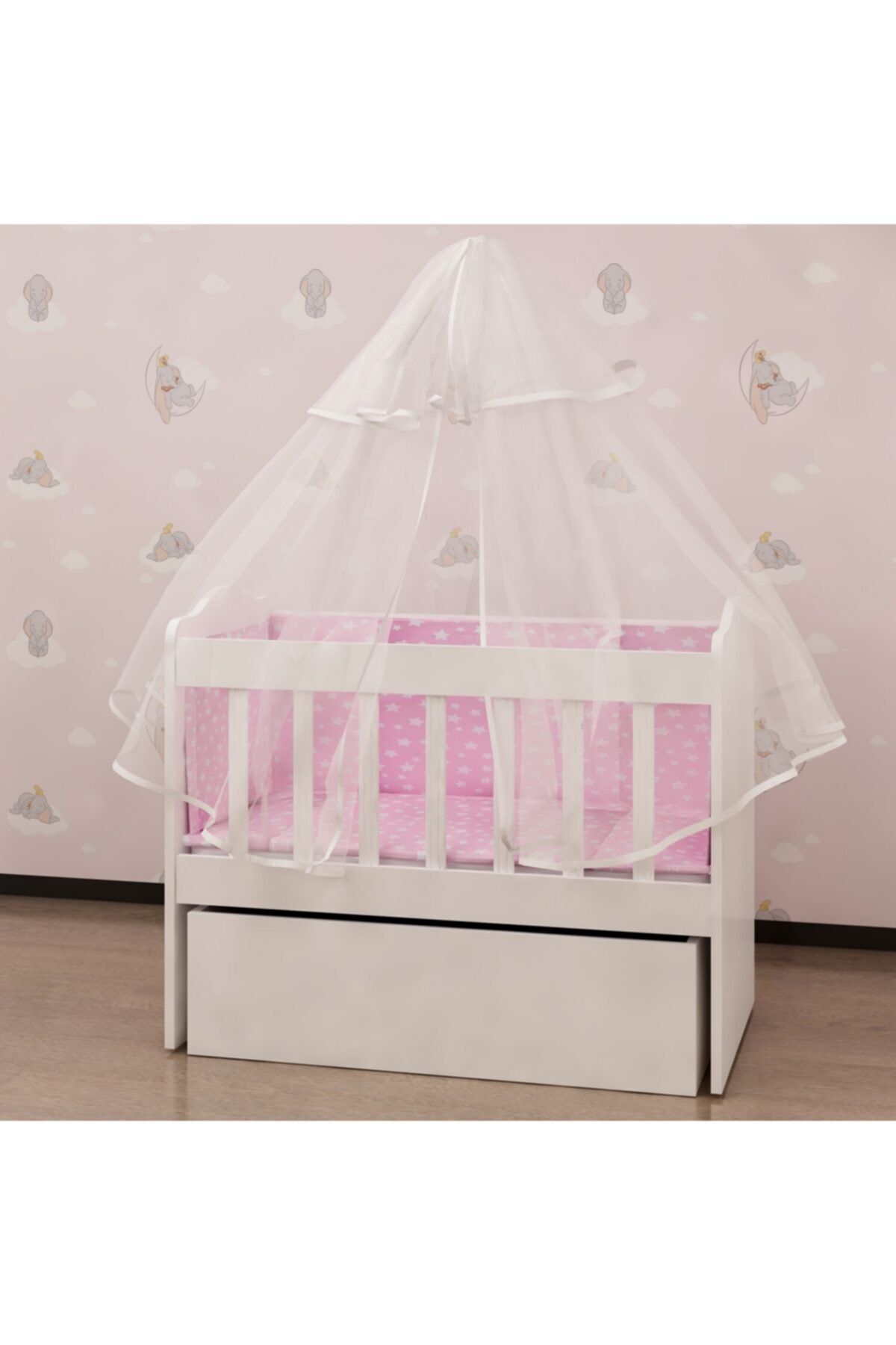 Garaj Home Lina 50x95 Anne Yanı Uyku Seti+ Yatak+cibinlik Beşik - Pembe