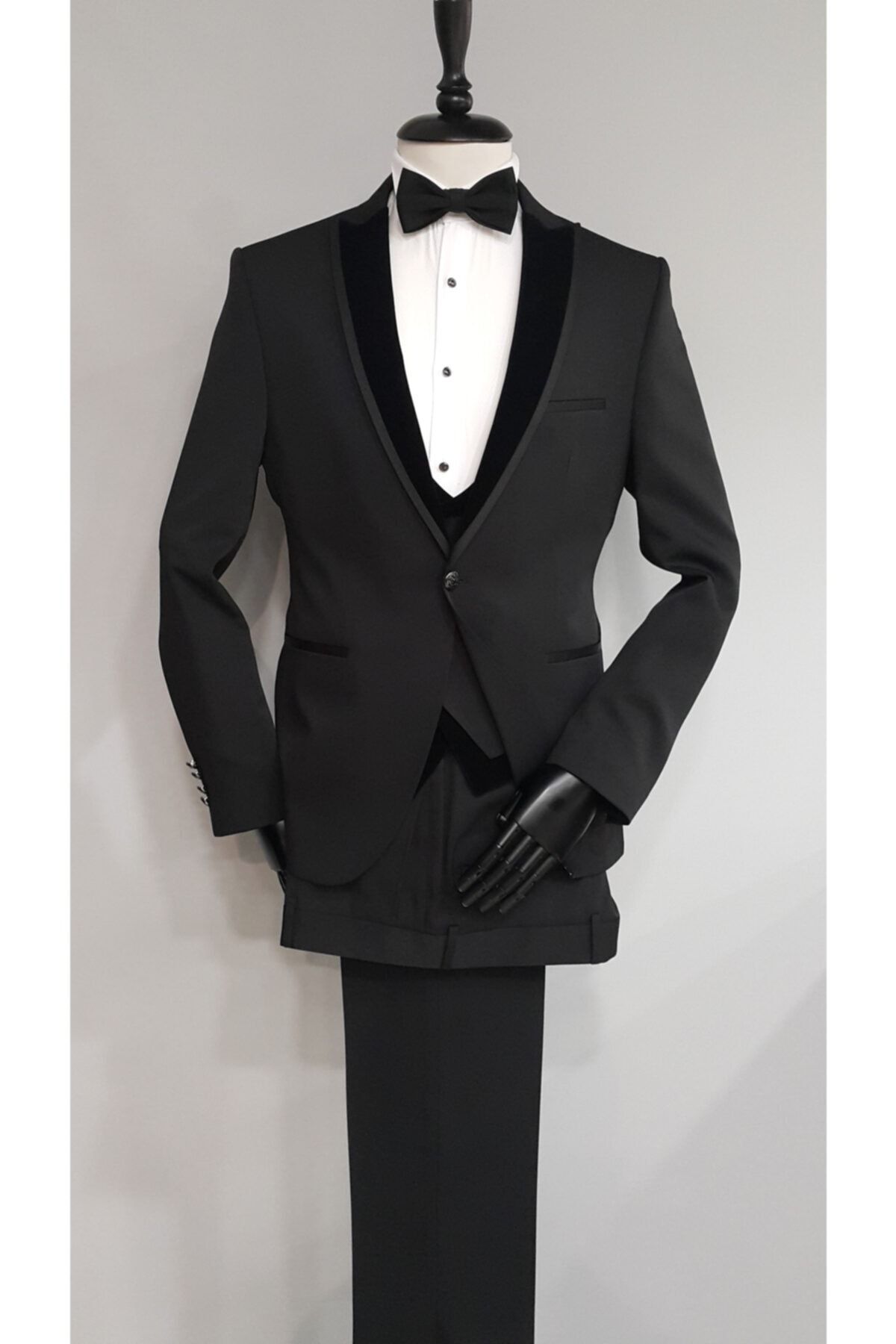 APARTRO Siyah Slim Fit Kruvaze Yaka Damatlık Takım Elbise