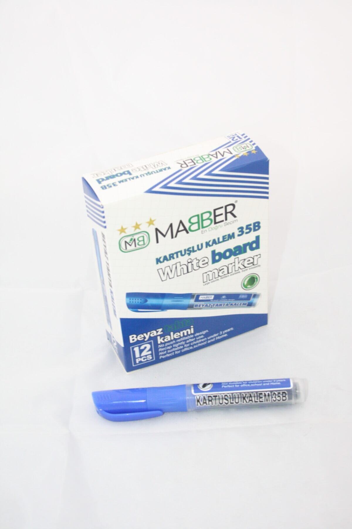 mabber Maber Kartuşlu Beyaz Tahta Kalemi 12'Li Mavi