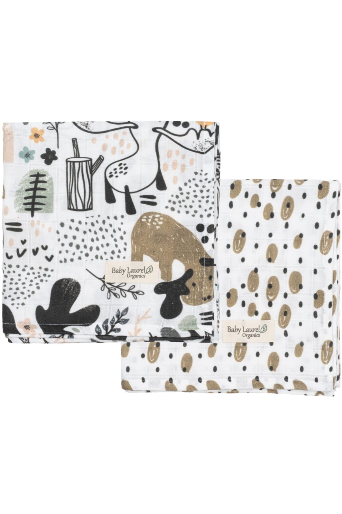 Baby Laurel Organics Smart Deer/coffee Beans-organik Müslin Örtü 80x80 2'li Set
