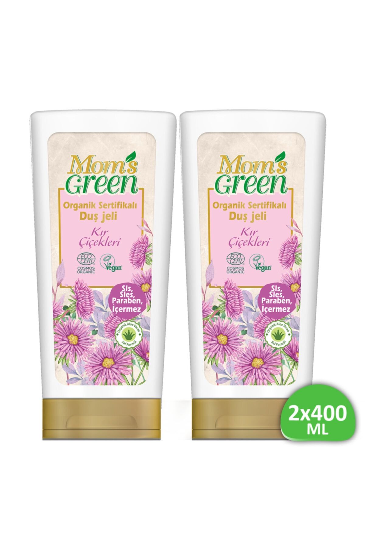 Mom's Green Organik Sertifikalı Duş Jeli - Kır Çiçekleri 400 +400ml 2li Set