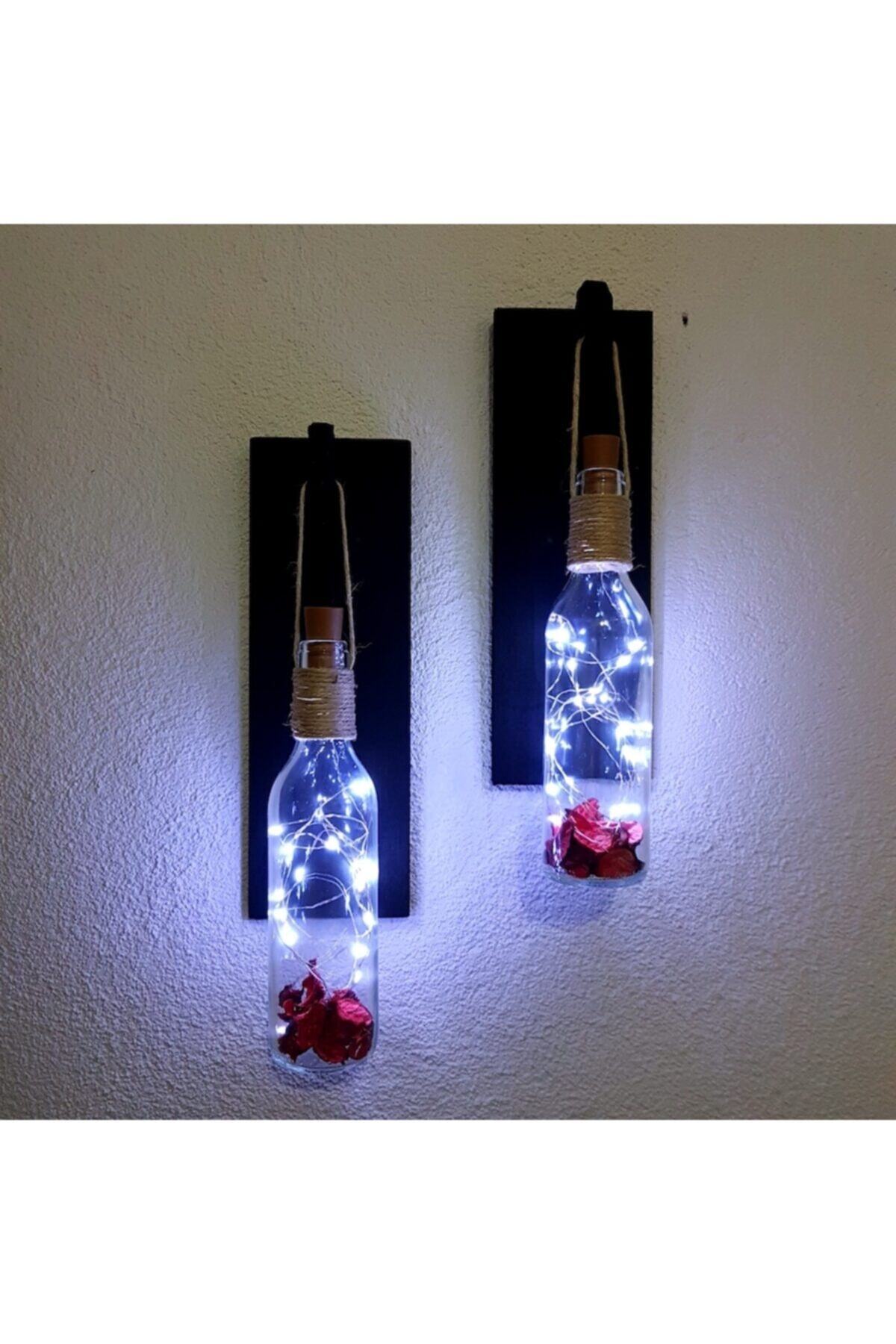 STDEKOR Beyaz Led Işıklı, Mat Siyah Renkli Duvar Aplik, 2'li Set