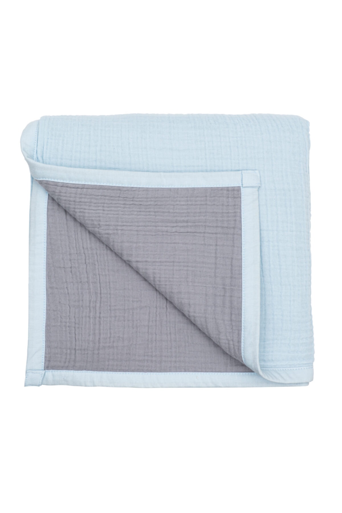 Baby Laurel Organics Nature-8 Kat Organik Müslin Battaniye 100x130-mavi Gri