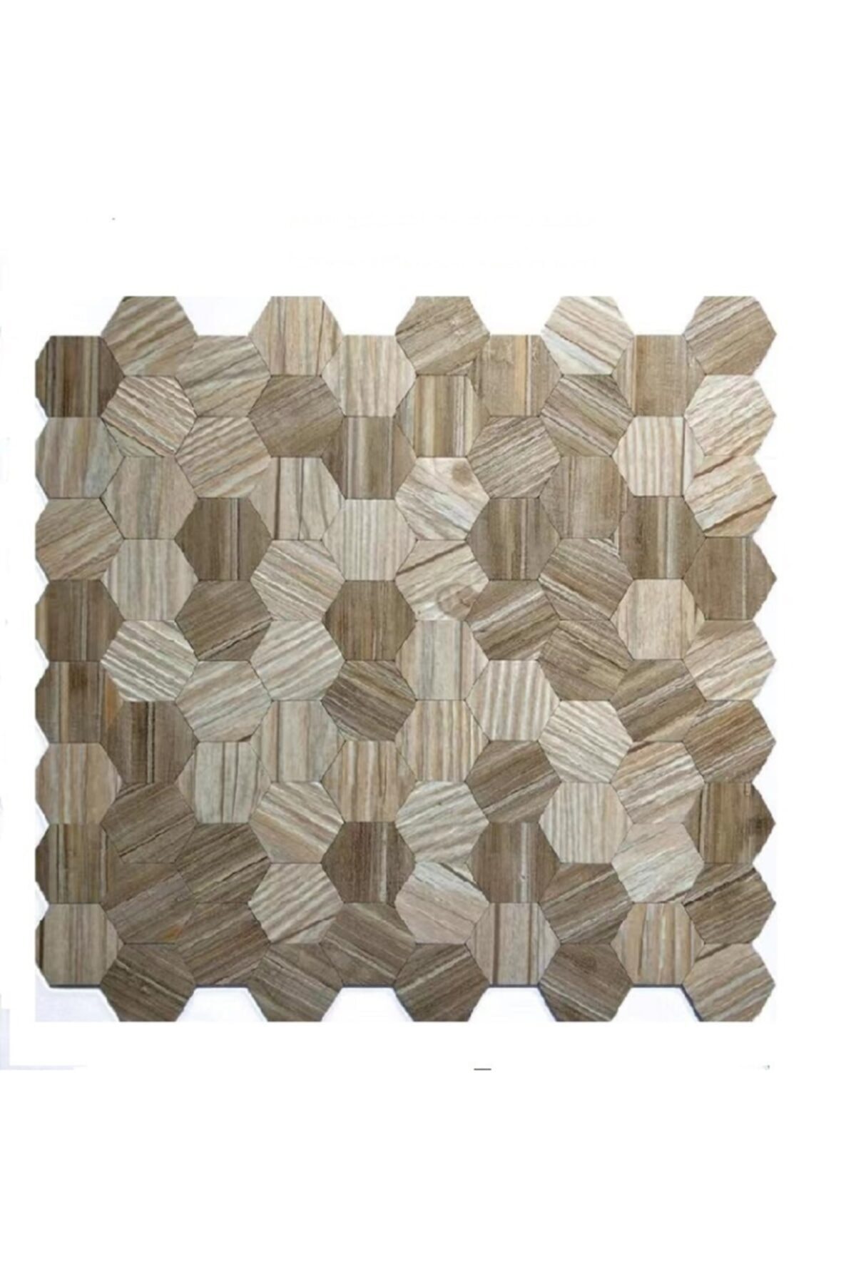 Bellagente Kendinden Yapışkanlı Pvc Ahşap Mozaik Hexagon Wood 30,4x30,4 Cm 3 Mm