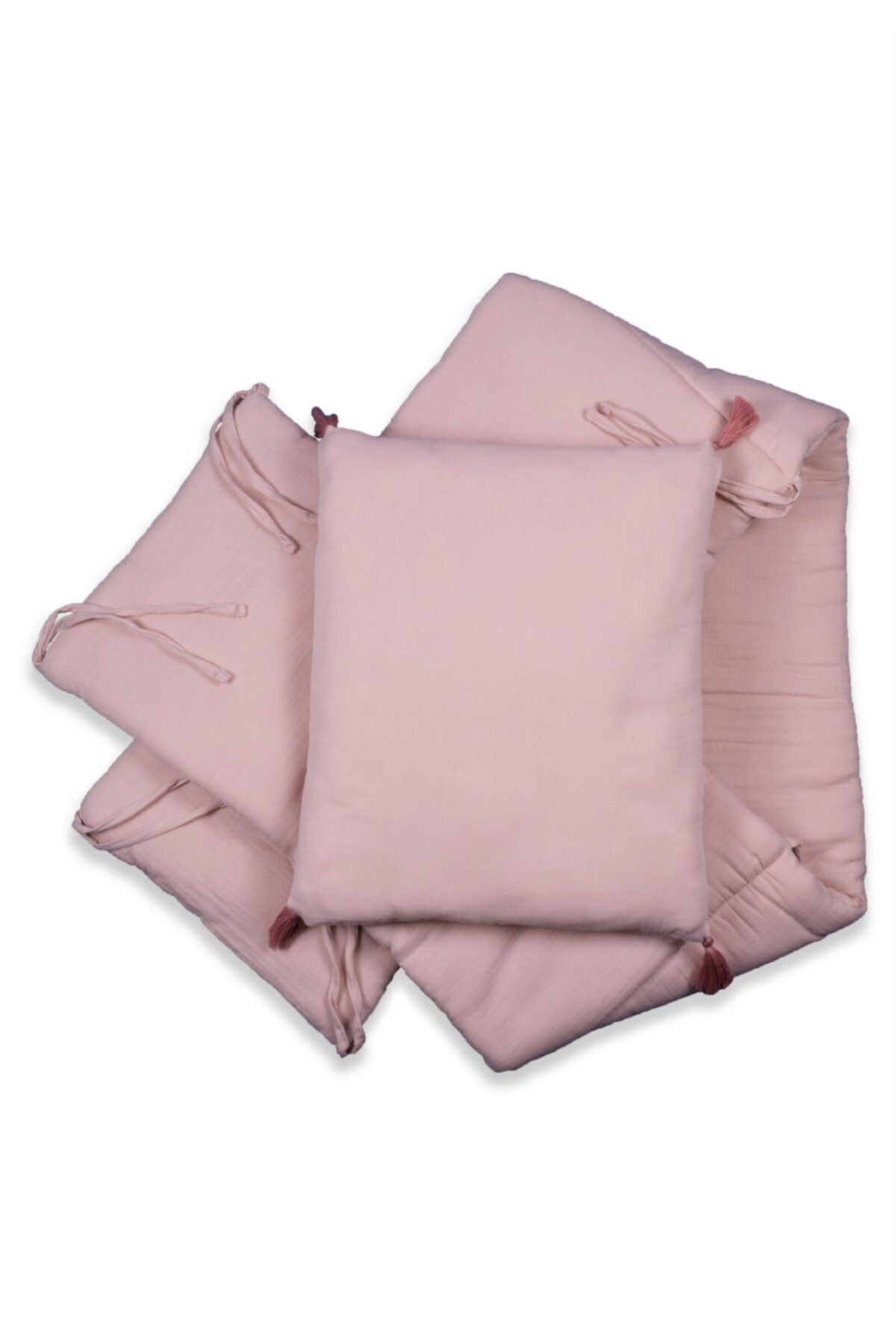 Cigit Müslin Bebek Yatak Koruma Yastık Seti 32x180 Cm +/- 2 Cm Pudra Pembe