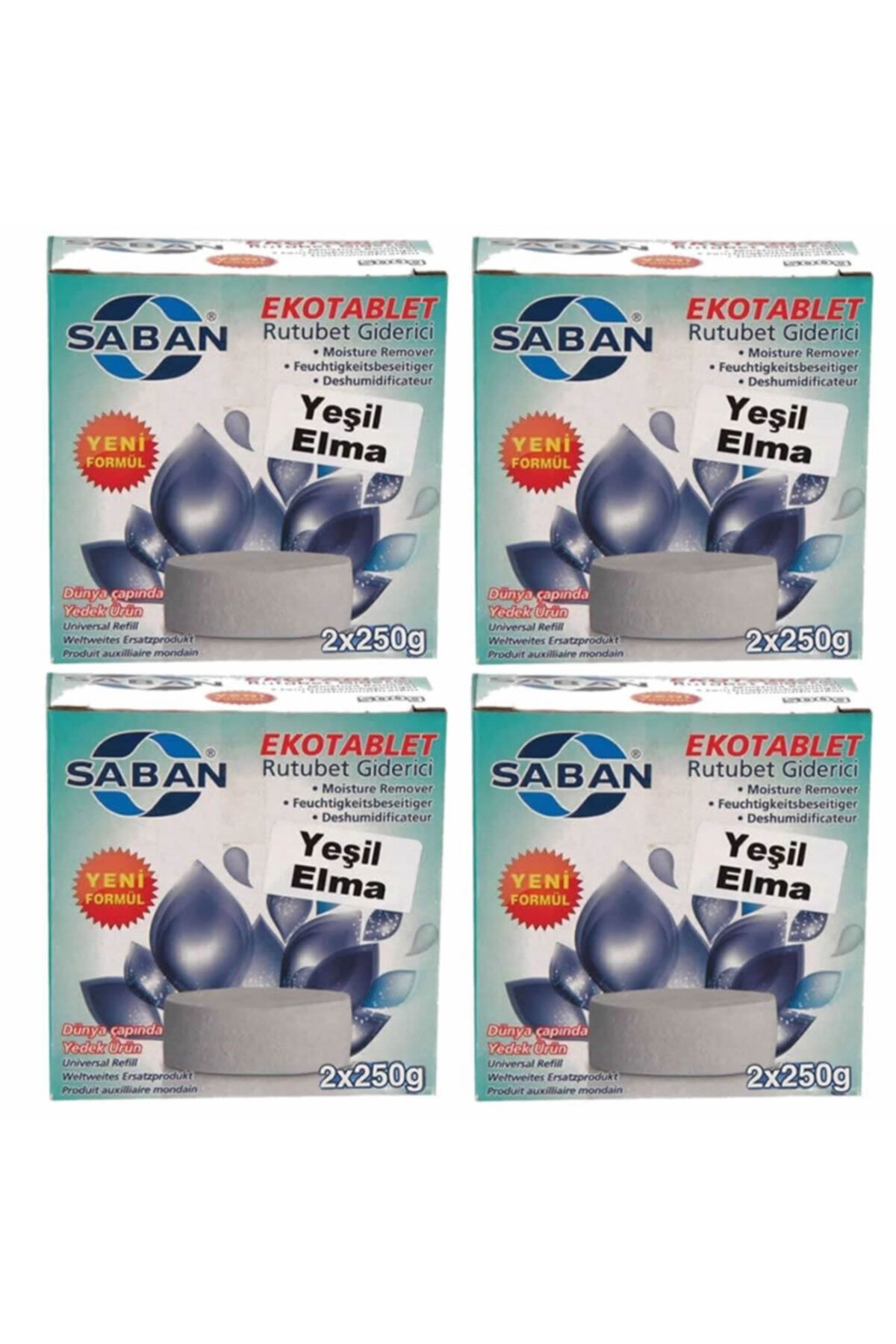 Saban Nem Alıcı Rutubet Giderici Yedek Tablet 4'lü 2 X 250 Gram Yeşil Elma