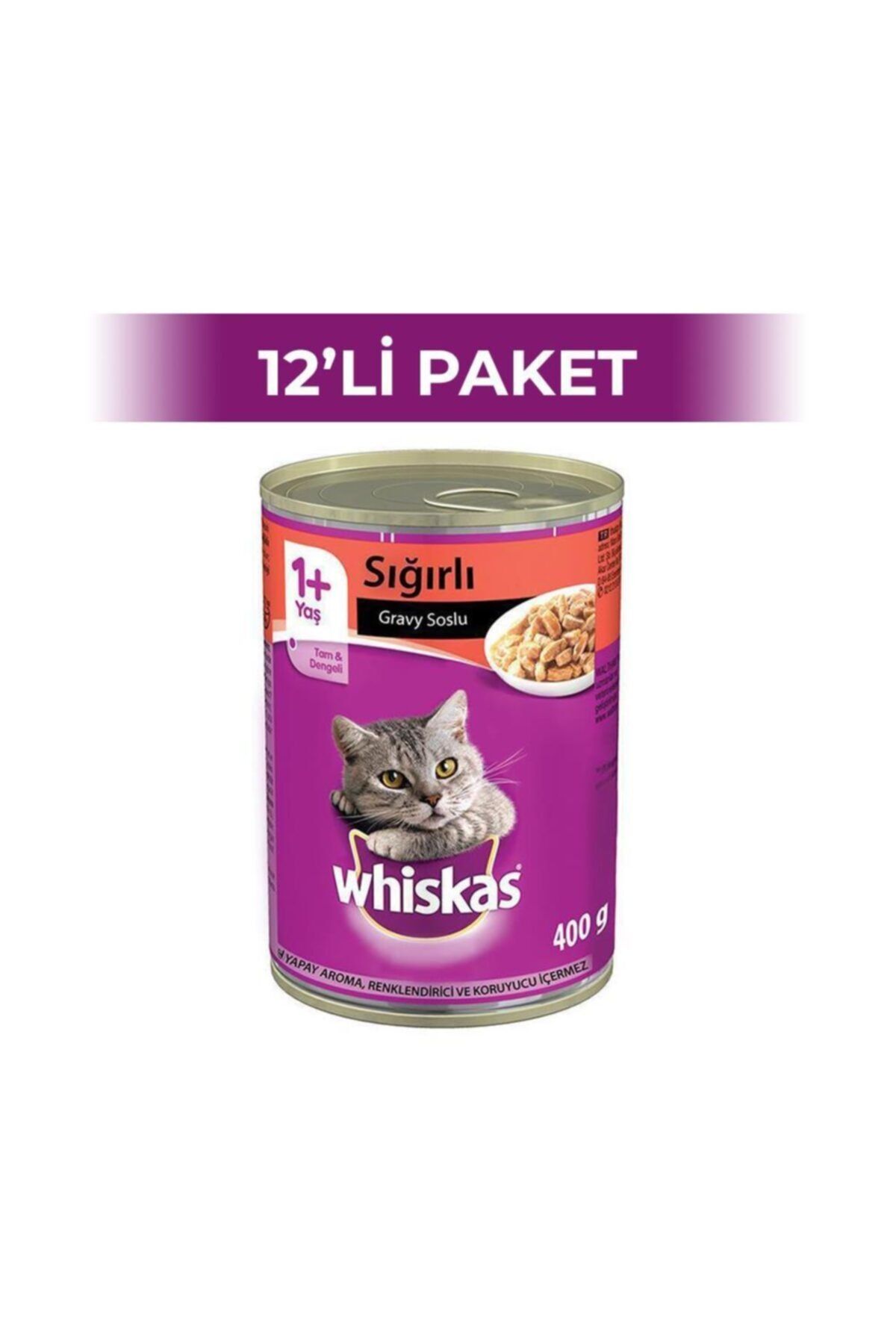 Whiskas Sığır Etli Soslu Yetişkin Kedi Konservesi 400 Gr 12 Adet