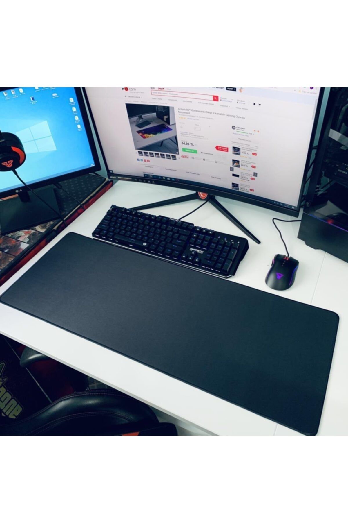gamemar duz siyah gamemar desenli dikisli yikanabilir gaming oyuncu mousepad 80 30cm fiyati yorumlari trendyol