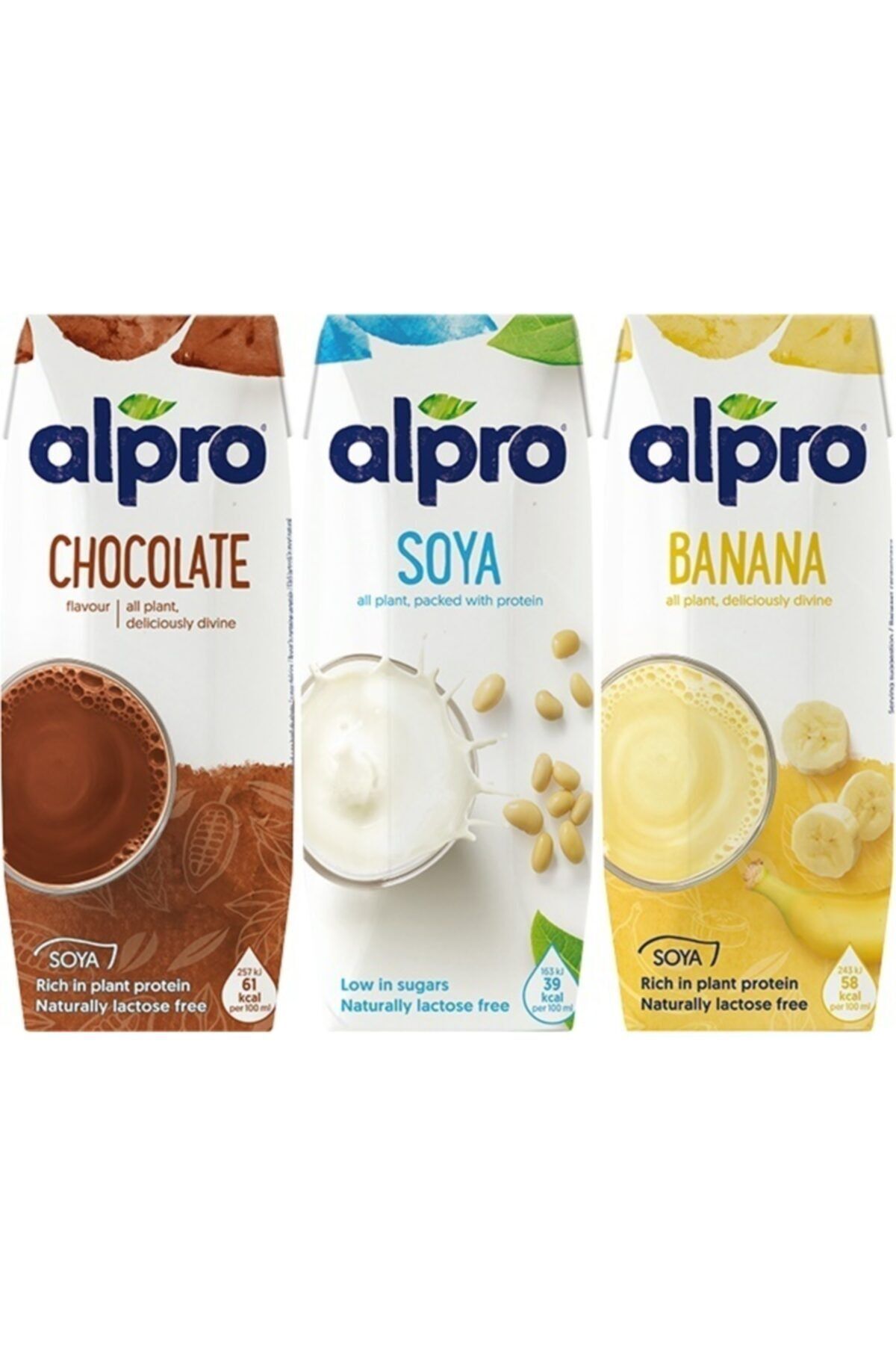 Alpro Soya Serisi Sade Soya çikolata  muz 250 ml  3' lü