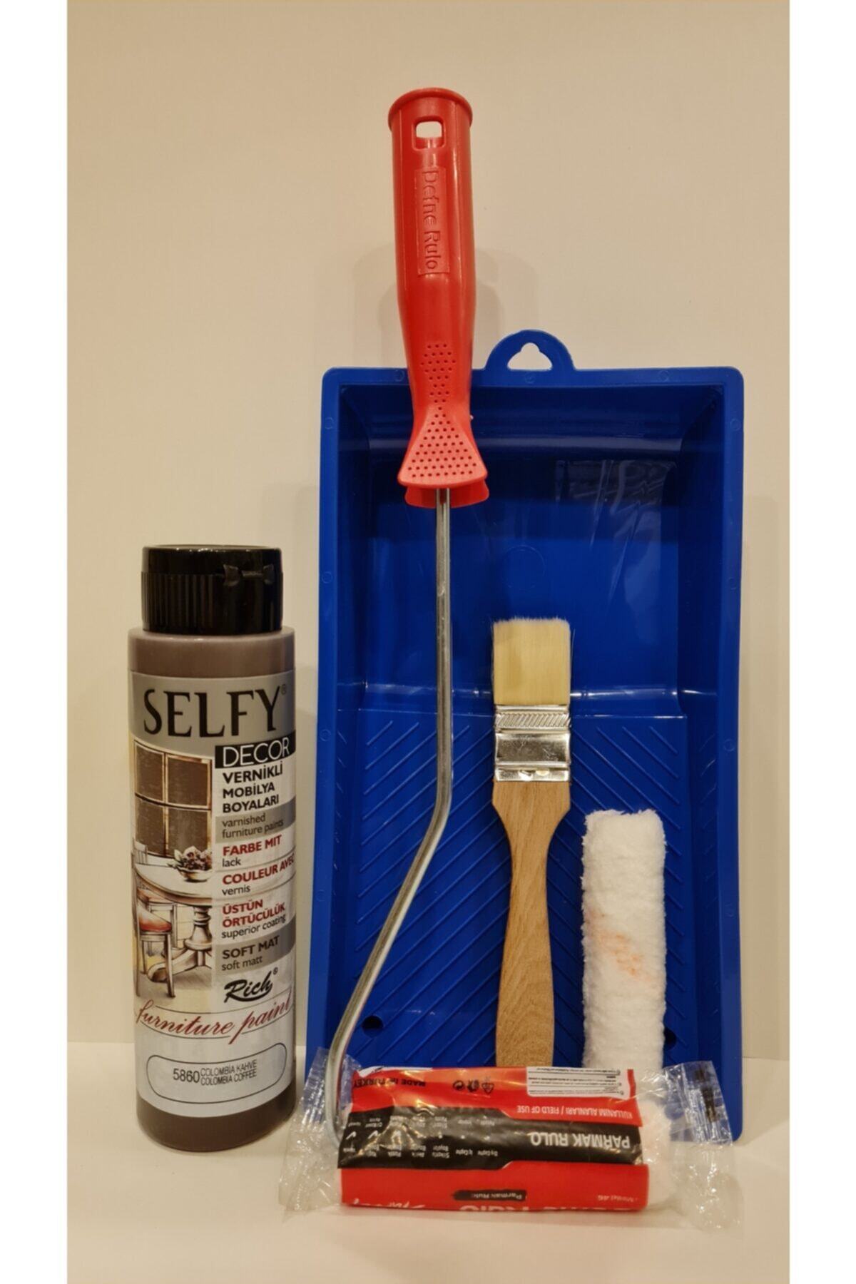 Rich Selfy Decor 500 Cc (750 Gr) Kahverengi Colombıa Kendinden Vernikli Dolap Boyama Seti