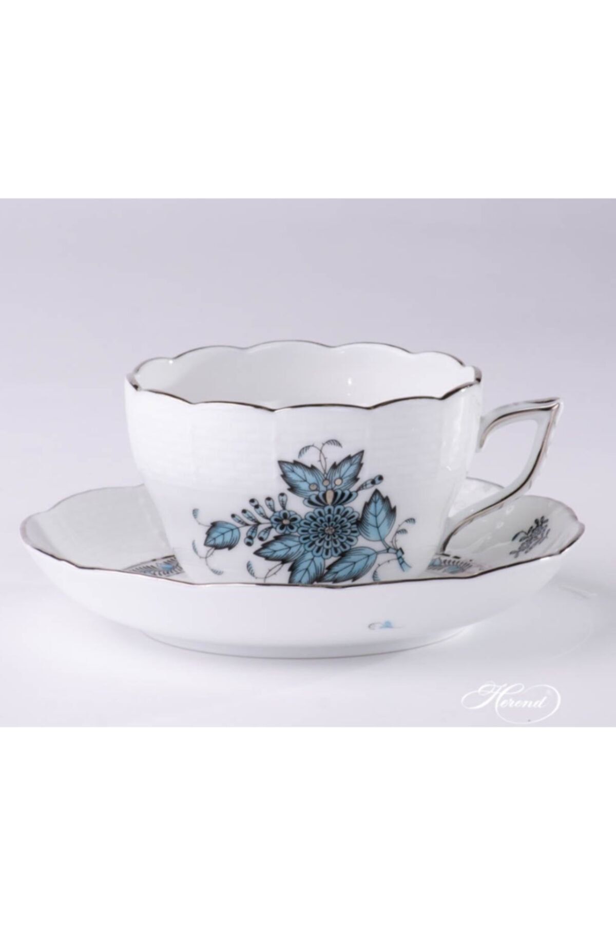 HEREND Chınese Bouquet Turquoıse / Apponyı Tea / Coffee Cup