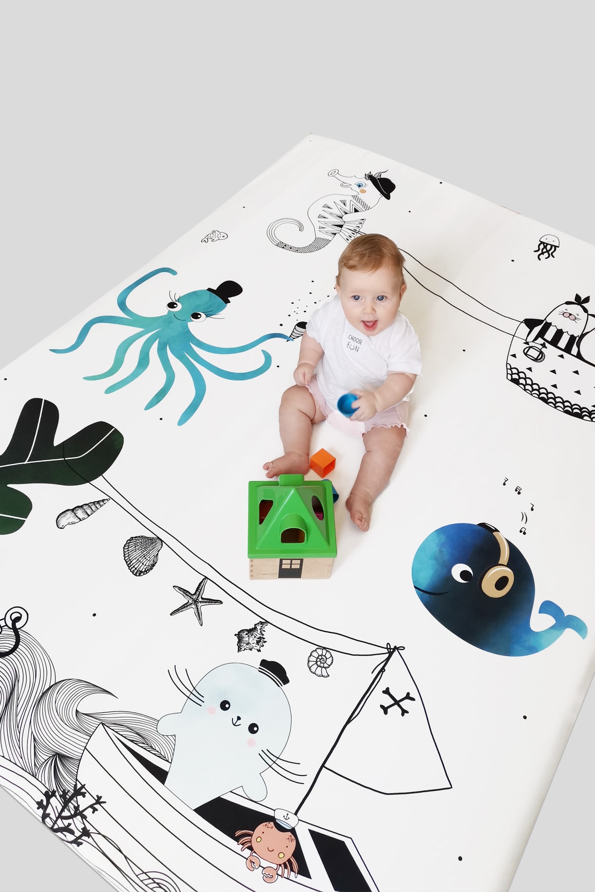 we are Pia Sea Animals Çift Taraflı Oyun Halısı Oyun Matı