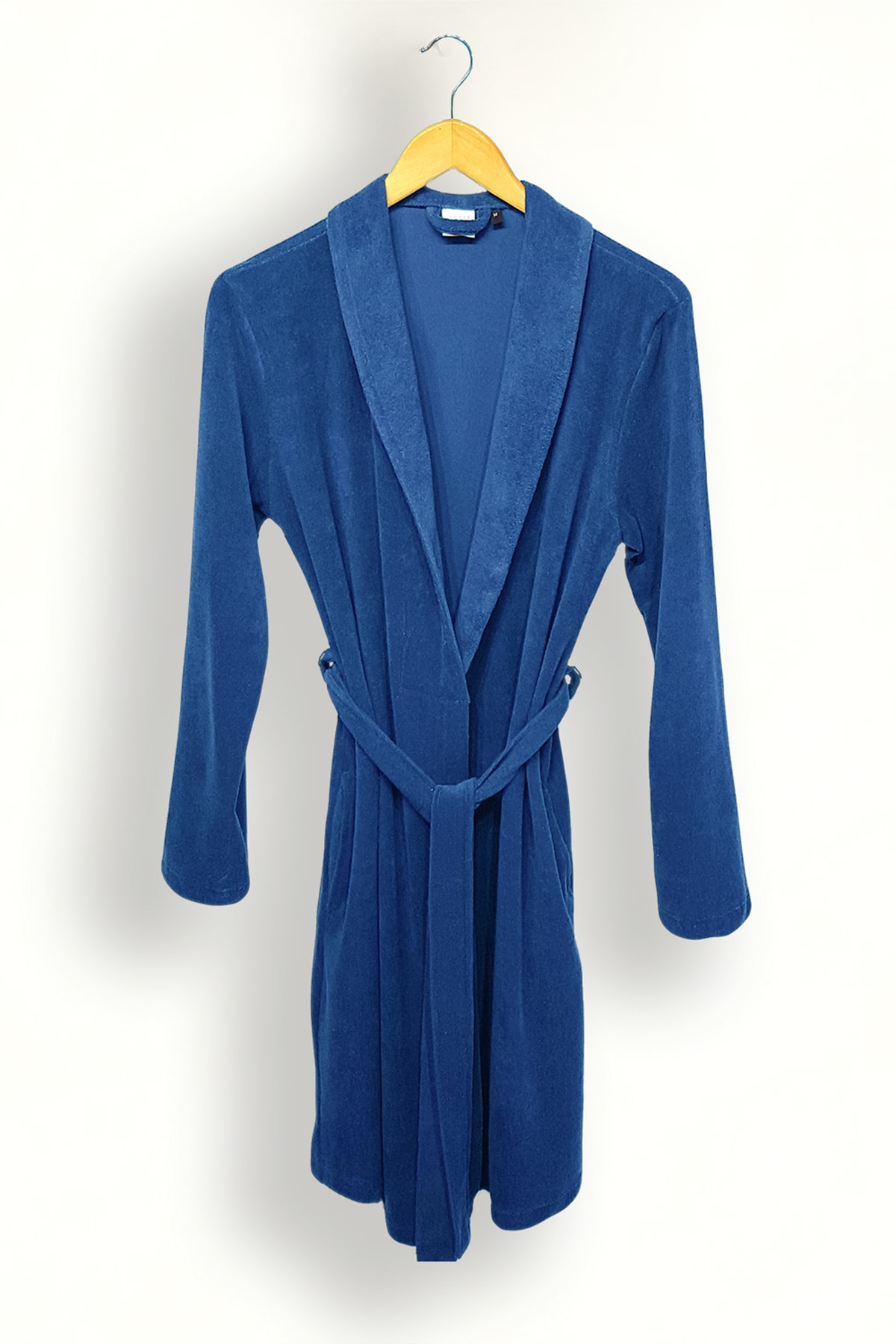 Evim ve Moda Kadın Royal Mavi Pamuk Havlu Örgü Bornoz Sabahlık