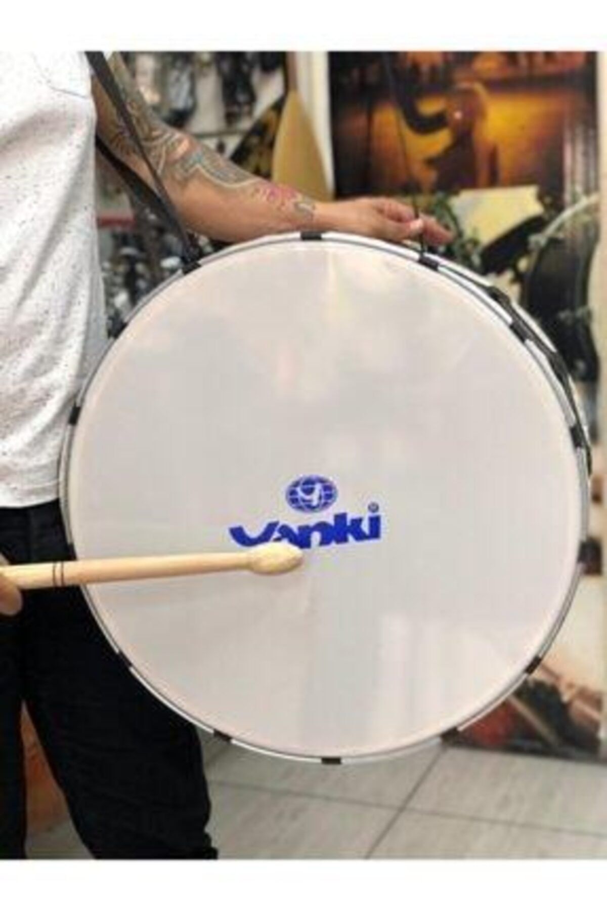 YANKI 45 Cm Kayışlı Asma Davul Folklör Davulu (tokmak Ve Çubuk Hediye)