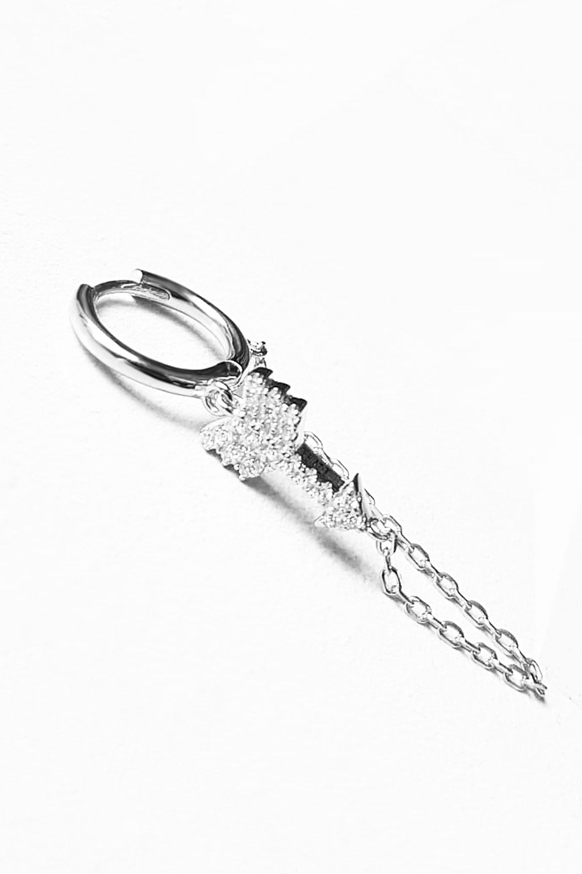 MorMajor Silver Kadın Tekli İthal Ok Zincir Gümüş Küpe