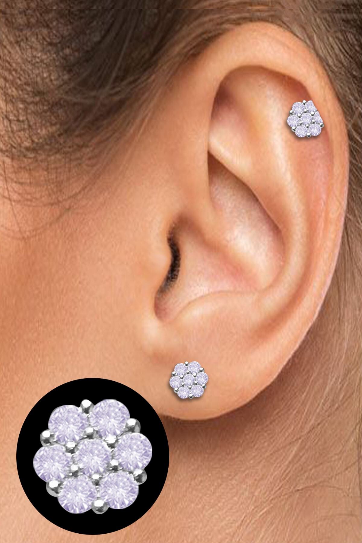 Salyangoz Company Cerrahi Çelik Kıkırdak Helix Tragus Piercing Tombul Çiçek Figür :) (1 Adet) Sltmbc8