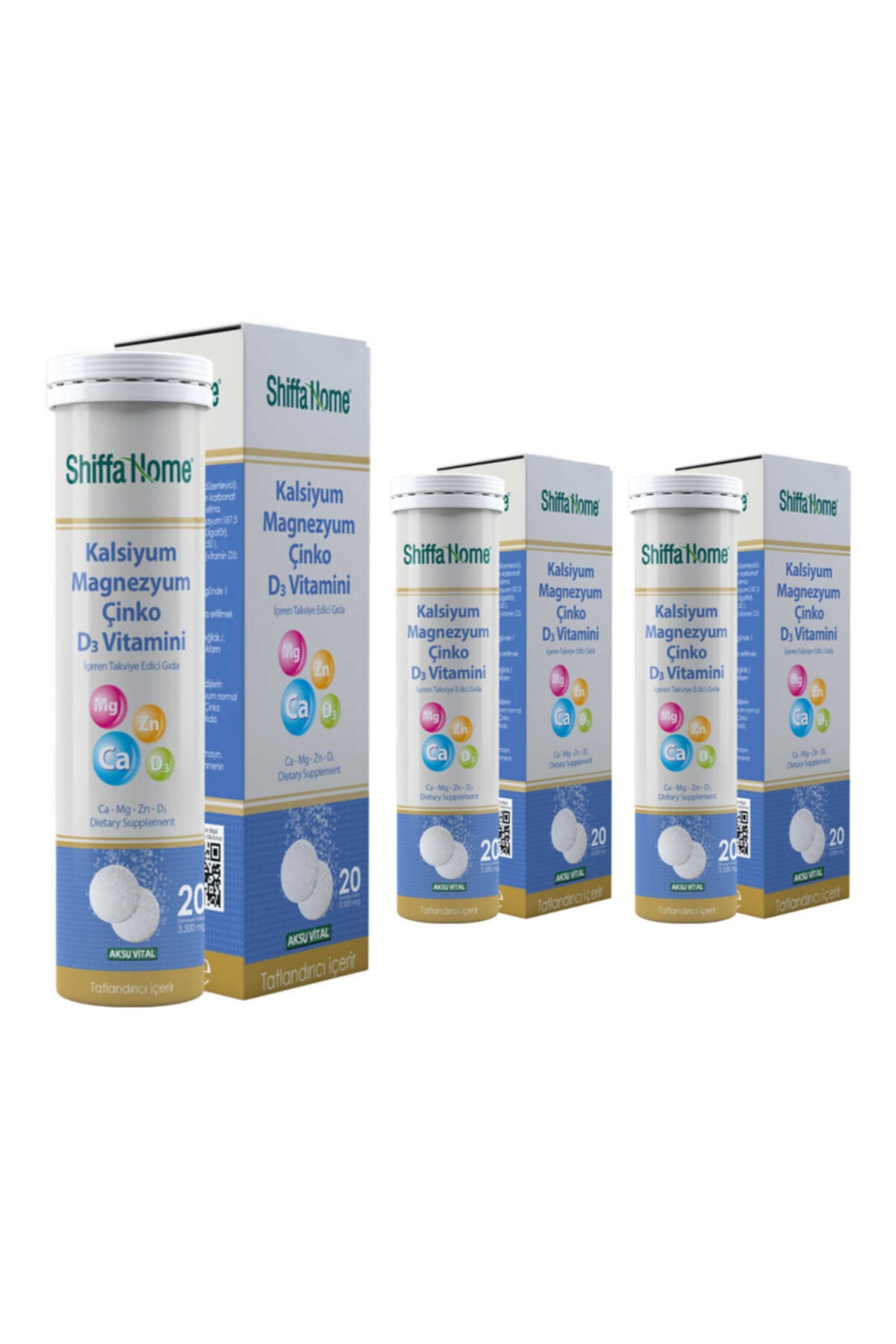 Shiffa Home Kalsiyum & Magnezyum & Çinko& D3 Vitamini X 3 Adet